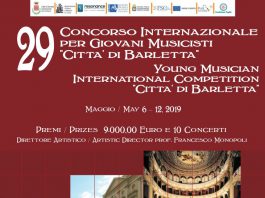 29° Concorso Internazionale per Giovani Musicisti ‘Città di Barletta’ 6 – 12 maggio 2019