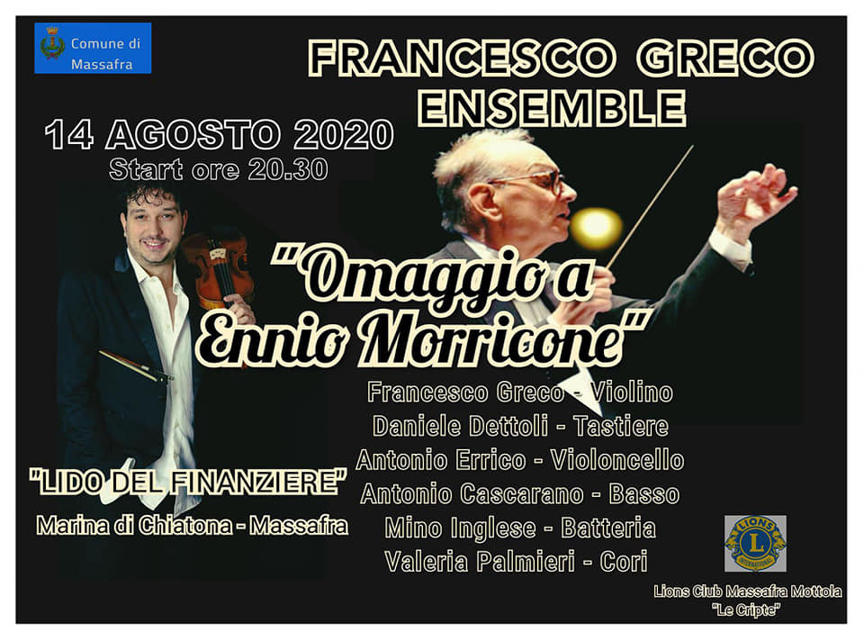 A Chiatona la "Francesco Greco Ensemble" omaggerà Ennio Morricone