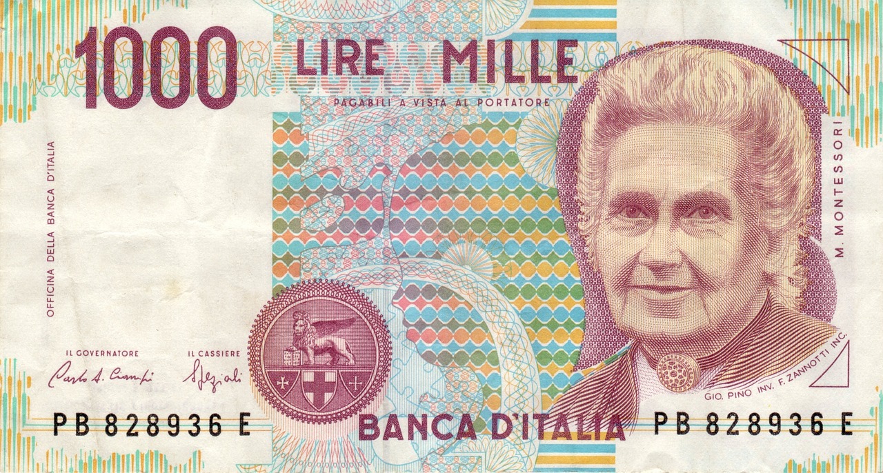 Banconota in lire con colori variabili, evidenziando il valore collezionistico.